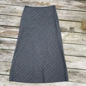 y2k Old Navy Grey Rayon Grid Low Rise Maxi Full Length Skirt Size 8